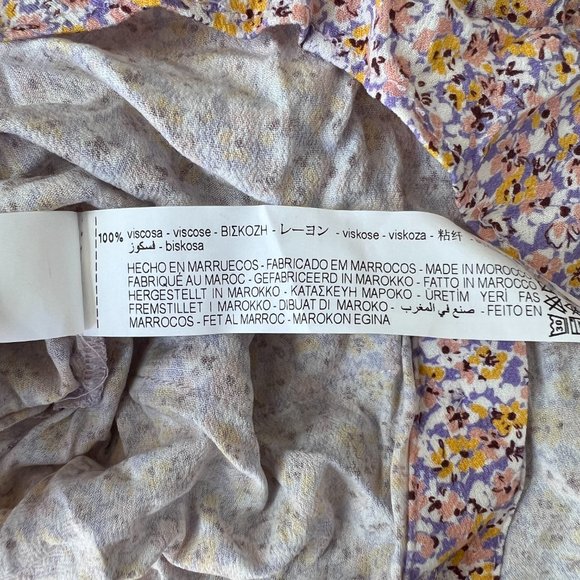 Zara Short Sleeve Crop Button Down Floral Top Purple White Size 11-12 years - Picture 7 of 7